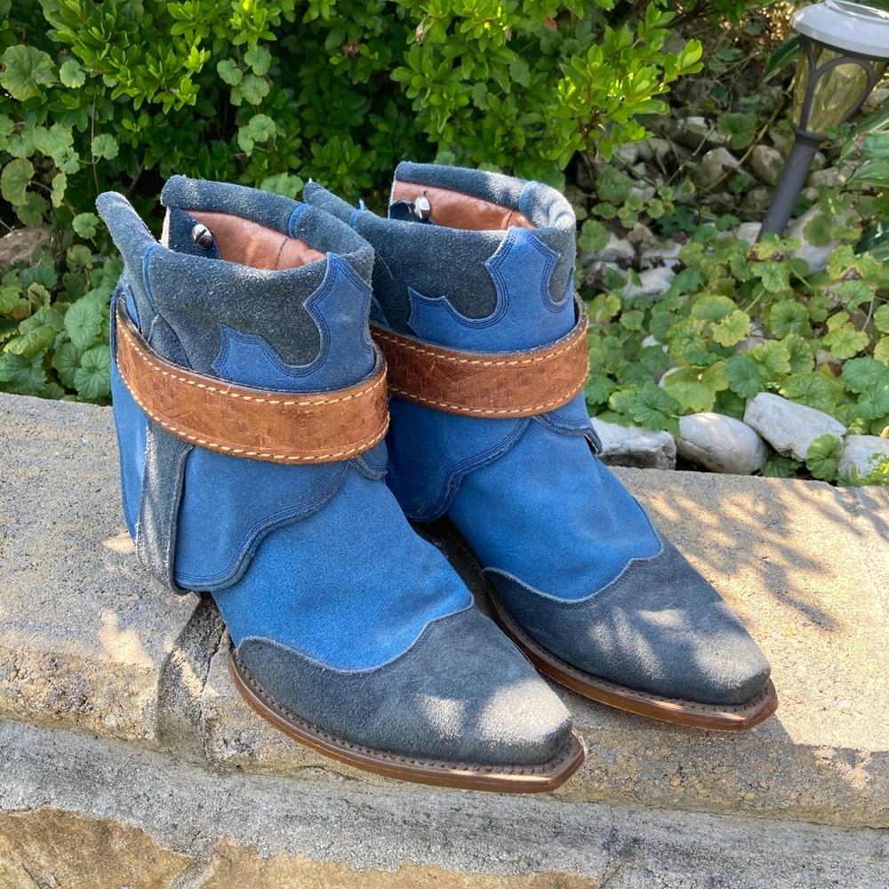 !!NFR READY! One of a Kind Blue Suede Canty Boots